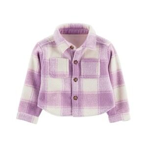 NEW Carters Shacket Baby Girl 24 Mos White Purple Plaid Fleece Warm Winter Coat